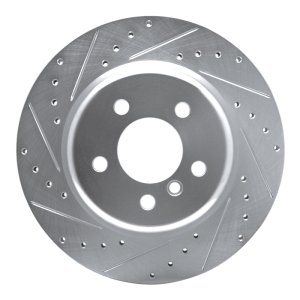 BMW 528I xDrive Brake Rotor (1) - Rear Left - R1 Concepts - Drilled & Slotted - Silver - `11-`16